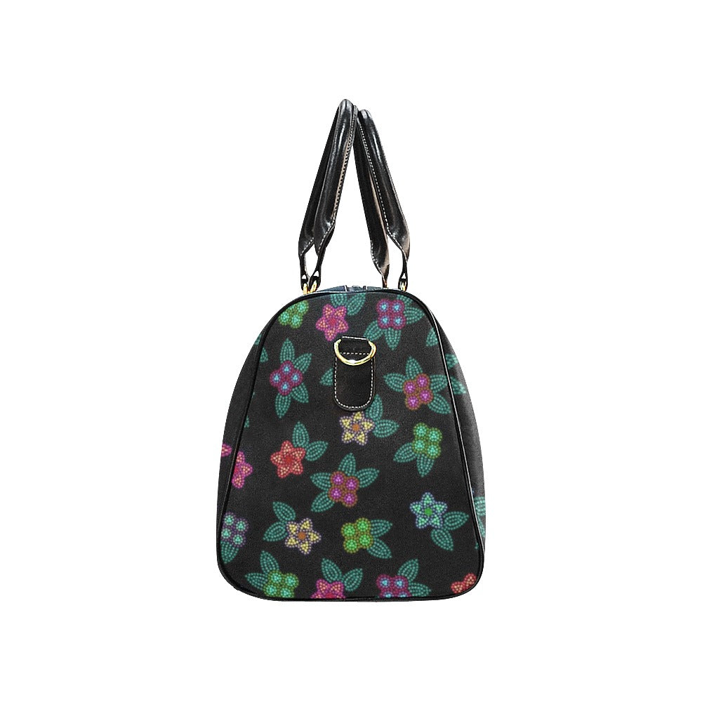 Berry Flowers Black New Waterproof Travel Bag/Large (Model 1639)