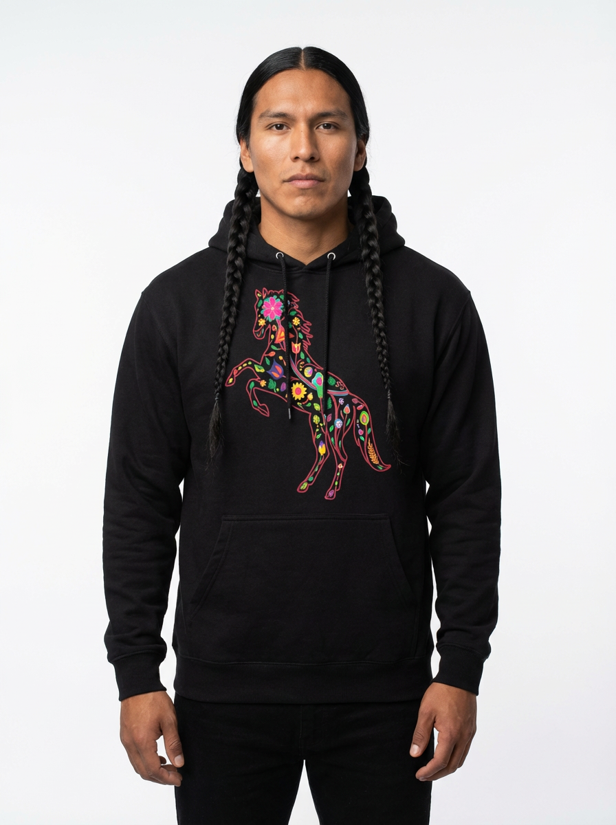 Floral Horse Pullover Hoodie