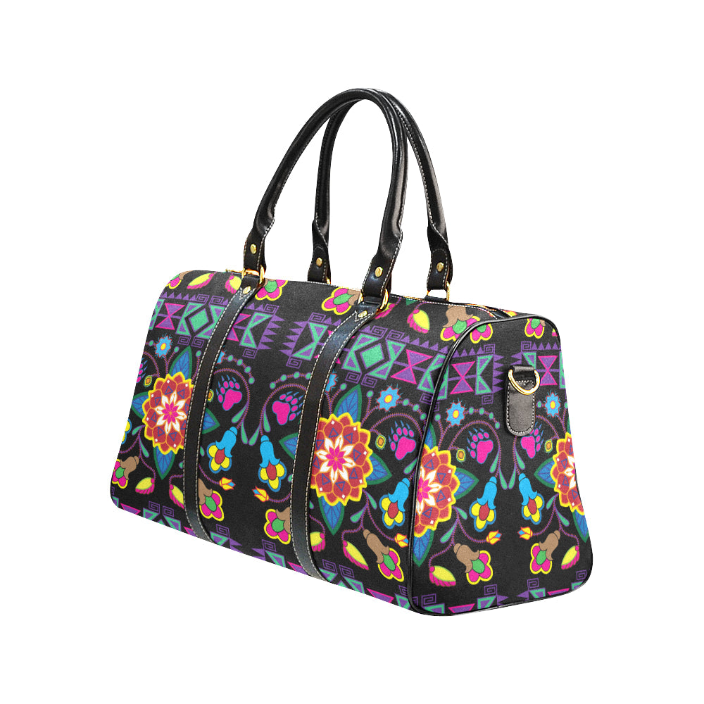 Geometric Floral Winter-Black New Waterproof Travel Bag/Large (Model 1639)