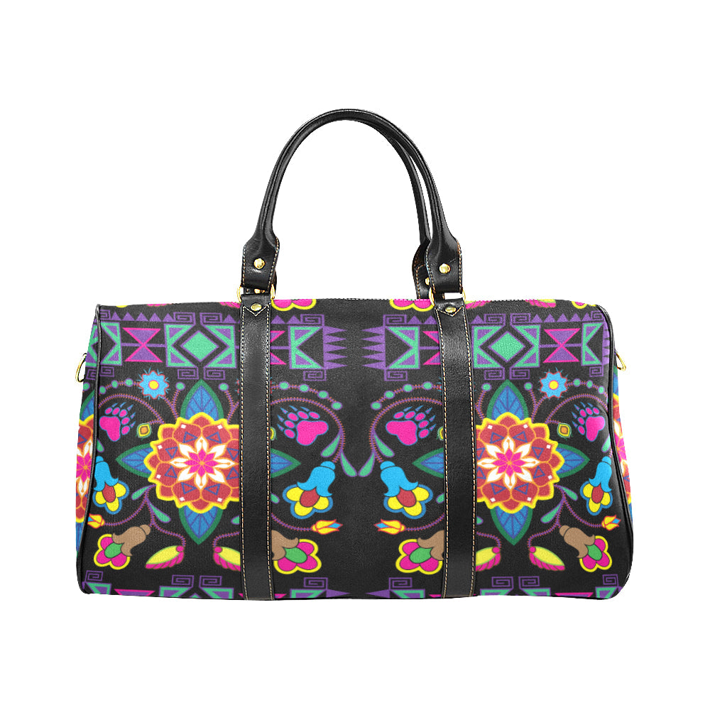 Geometric Floral Winter-Black New Waterproof Travel Bag/Large (Model 1639)