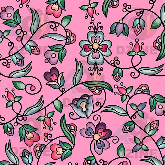 Amber Evening Garland Pink Satin Fabric