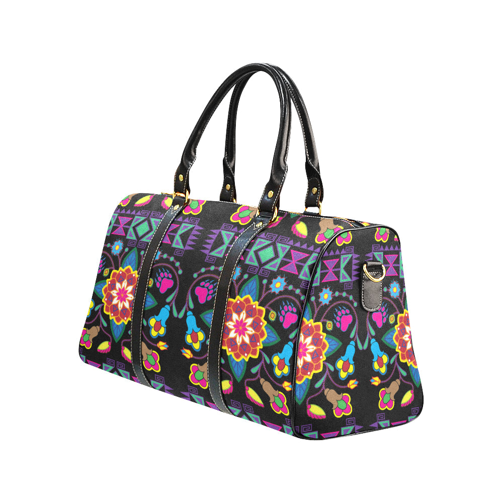 Geometric Floral Winter-Black New Waterproof Travel Bag/Large (Model 1639)