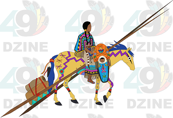 Blackfoot Woman & Cradleboard on Travois Horse Transfer (Various Sizes)