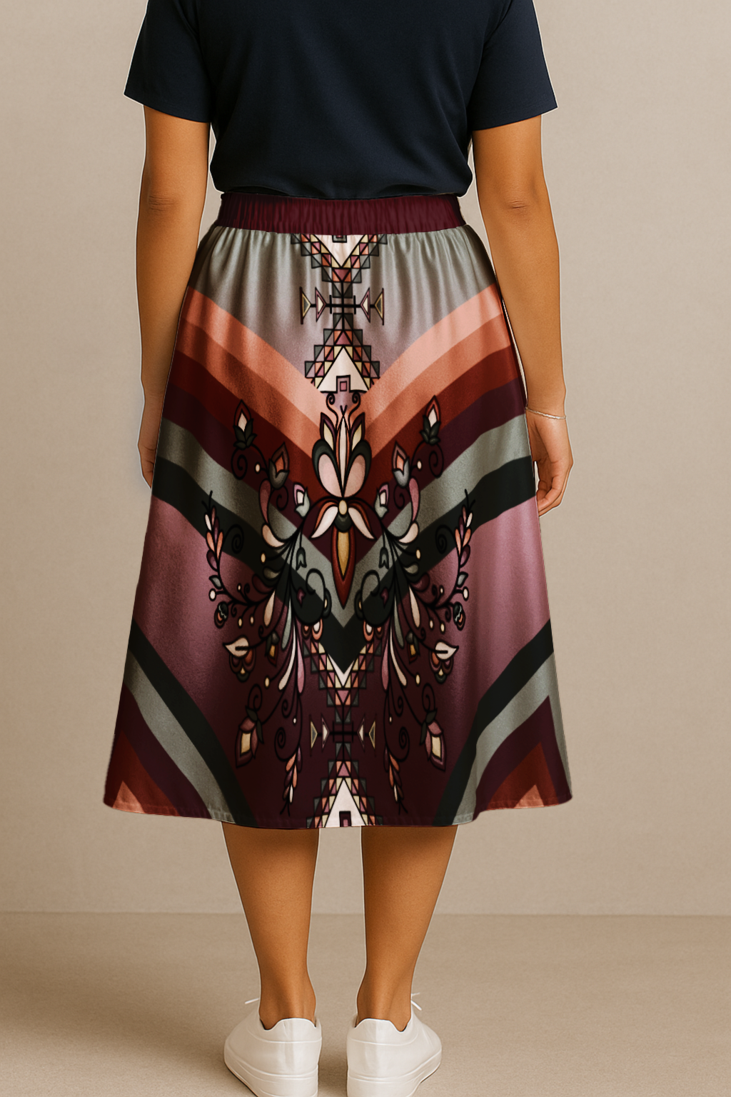 Burnt Sky Petals Midi Skirt