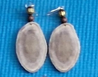 Denise Angasina Bryan Caribou Antler Earrings Brown Bead