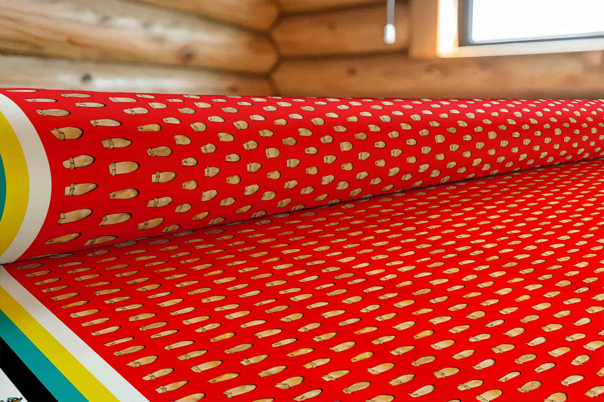 Elk Teeth on Red Cotton Poplin