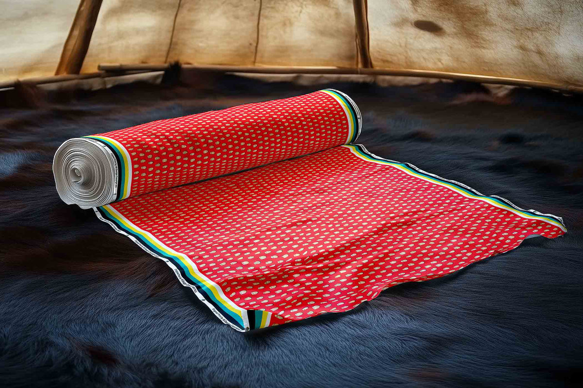 Elk Teeth on Red Cotton Poplin