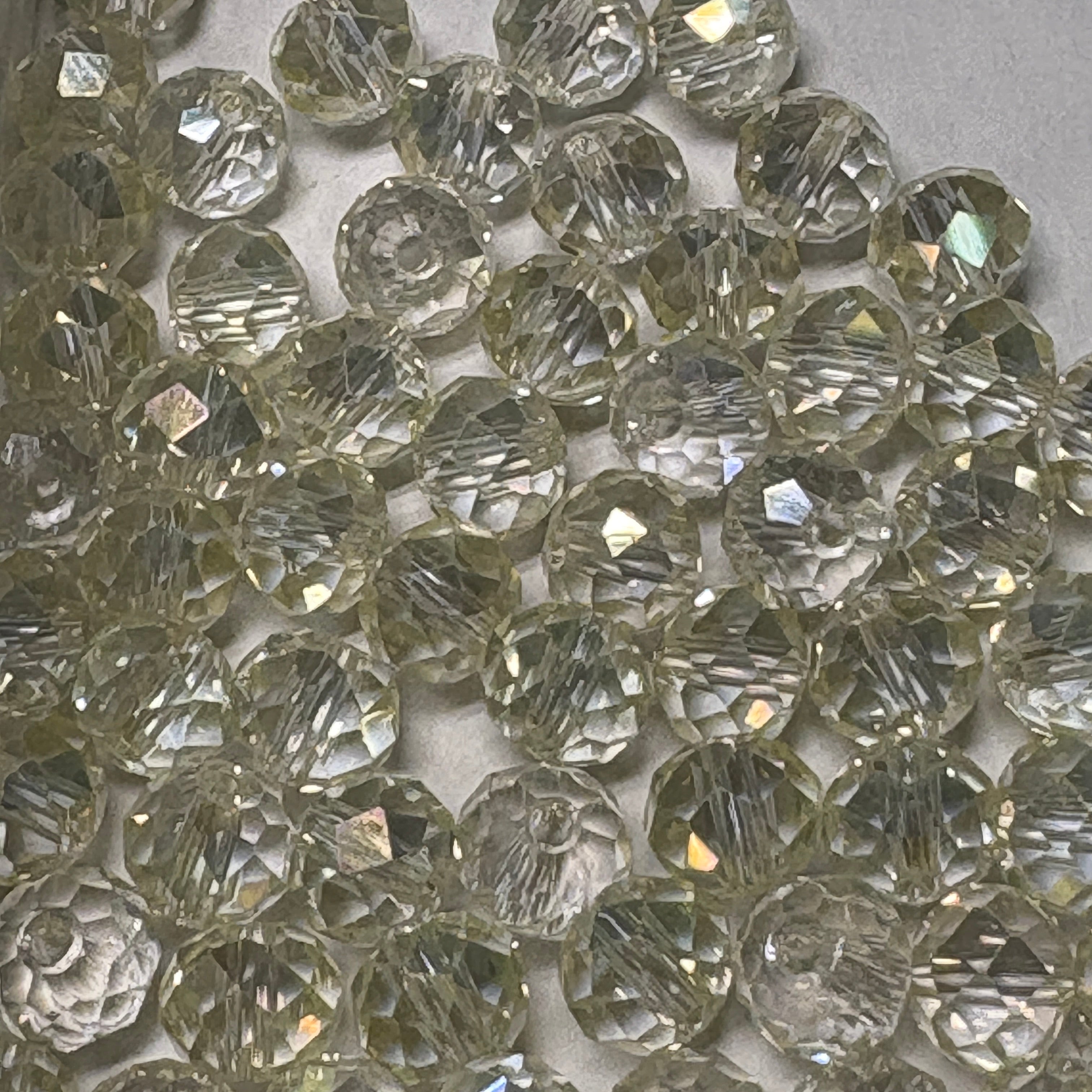 6mm Rondelle Glass Bead - Crystal Porcelain