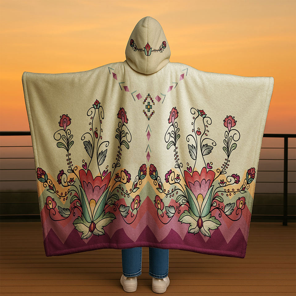 Sunset Berry Bloom Hooded Blanket