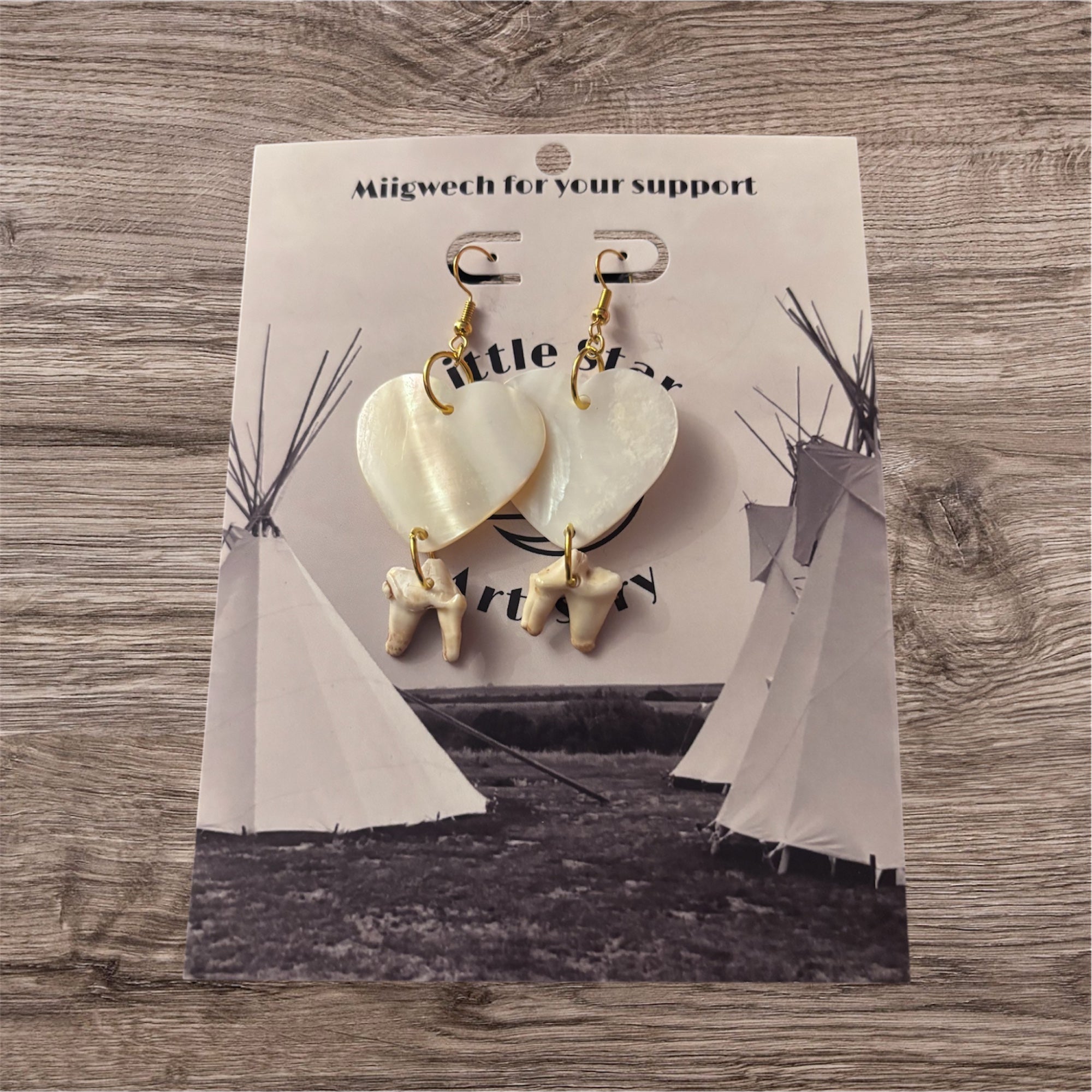 Dorienne Proulx Coyote Molar with MOP Shell Earrings