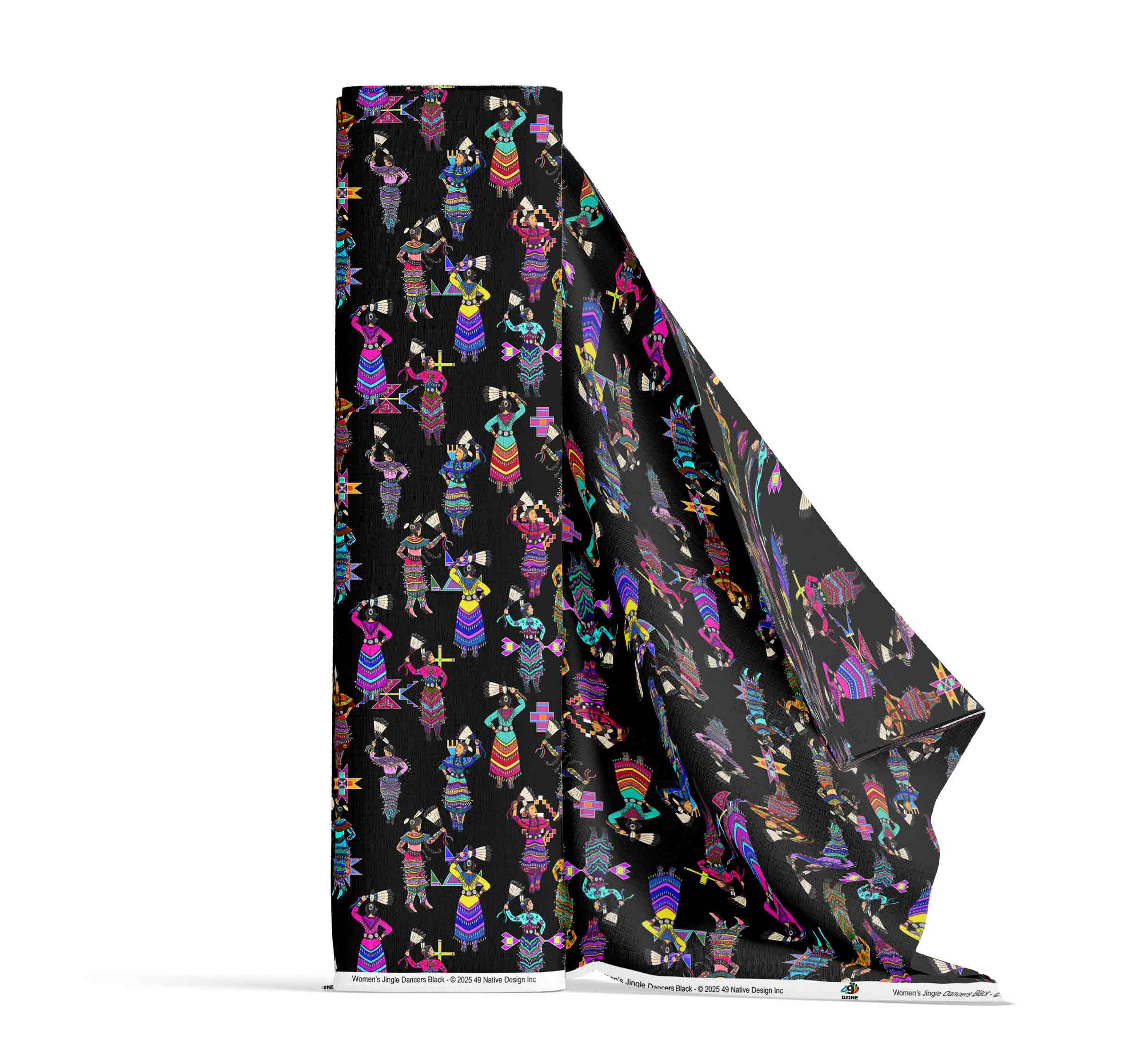 Women's Jingle Dancers Black Small Cotton Poplin