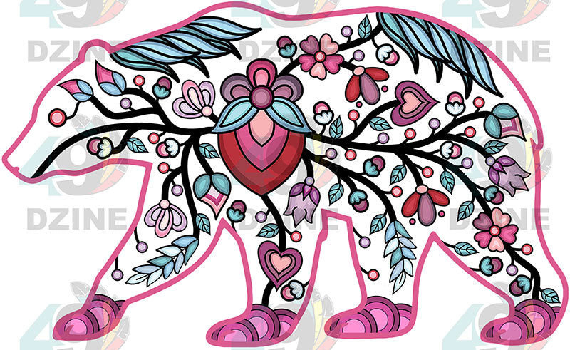 Bear Floral Motif 2-M Various Sizes