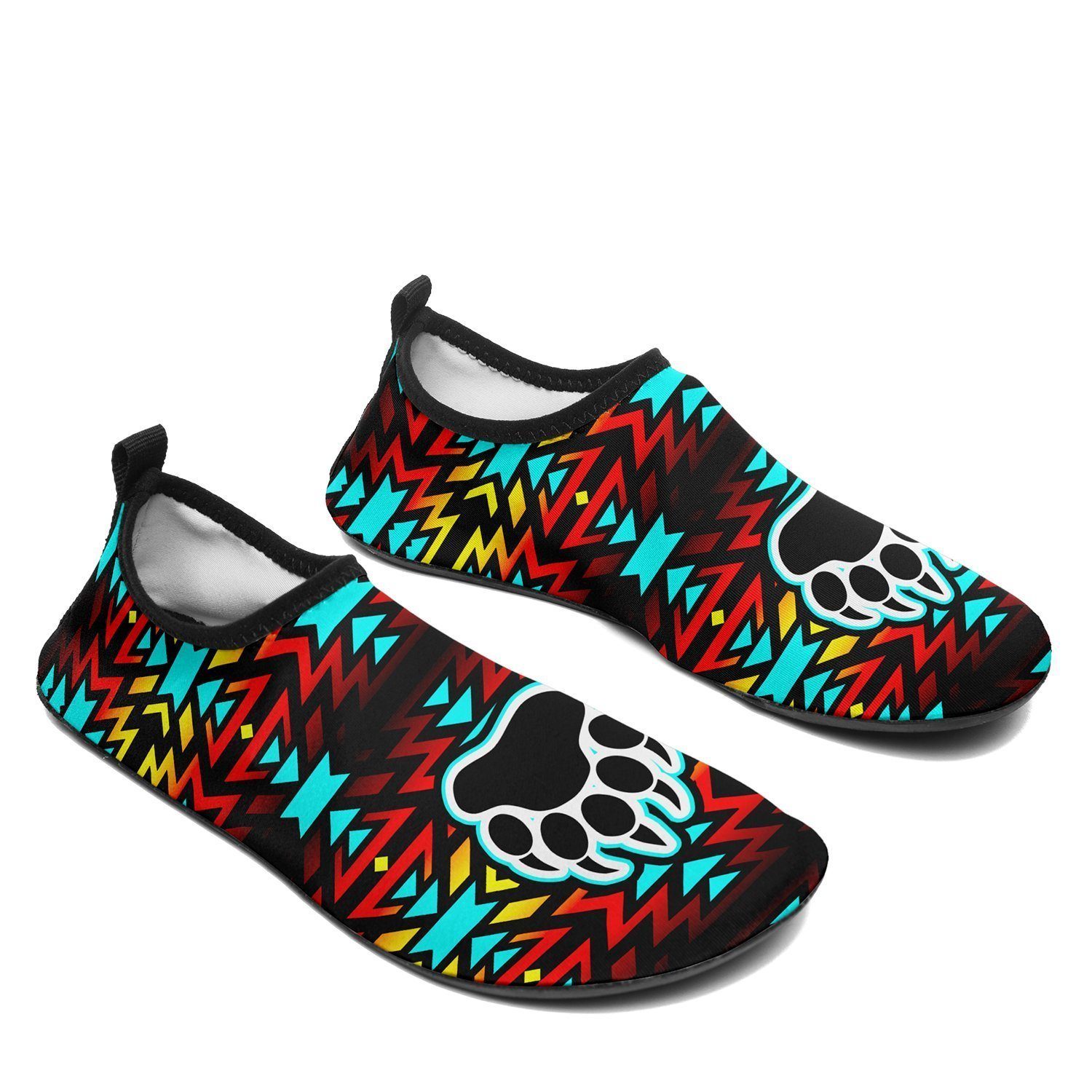 Fire Colors and Turquoise Bearpaw Sockamoccs Kid's Slip On Shoes 49 Dzine