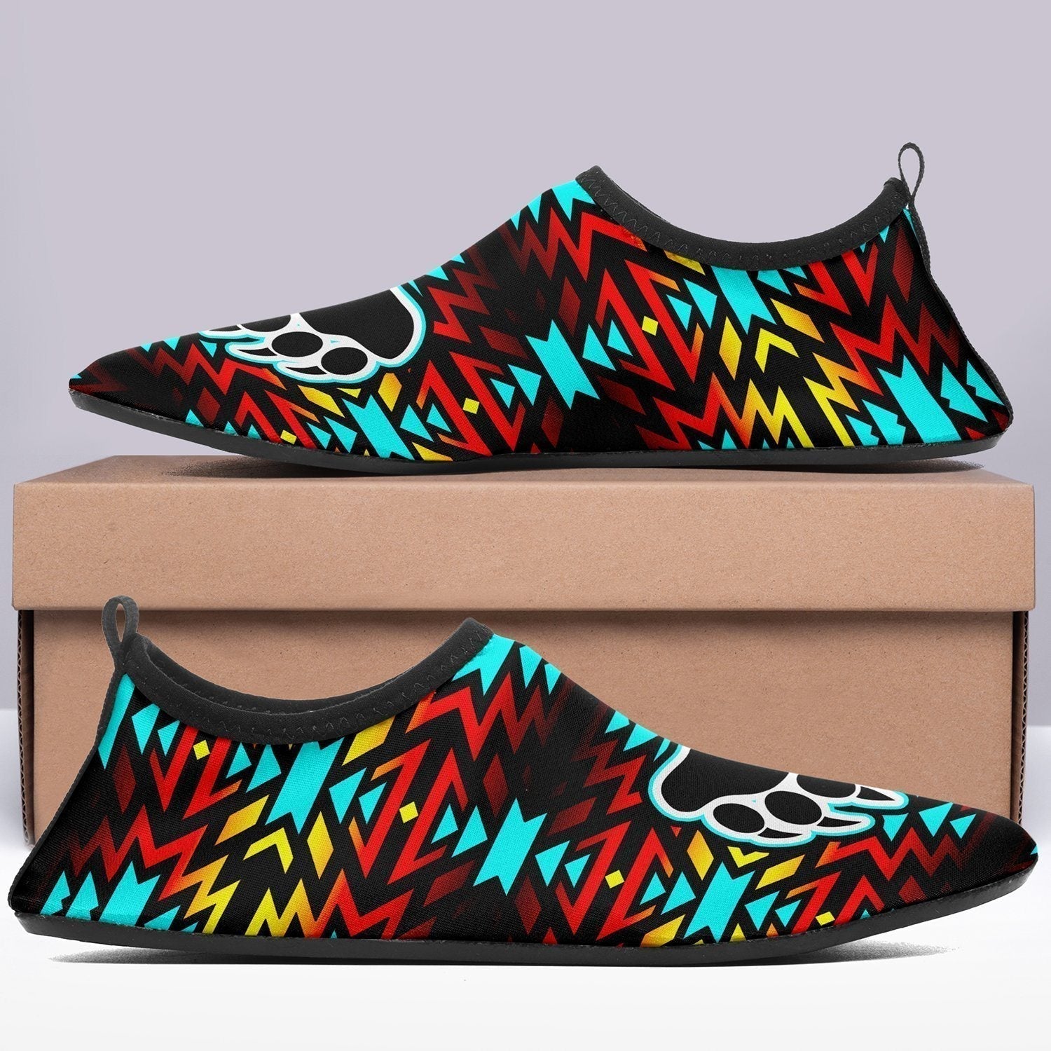 Fire Colors and Turquoise Bearpaw Sockamoccs Kid's Slip On Shoes 49 Dzine