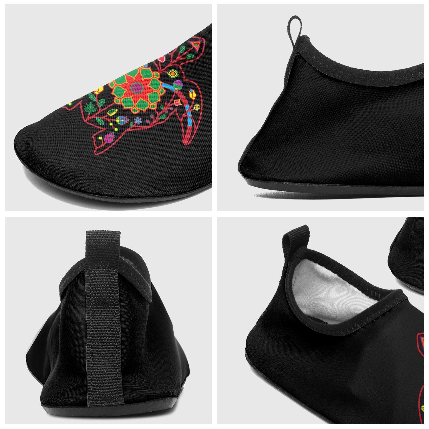 Kids Floral Turtle Sockamoccs Slip On Shoes