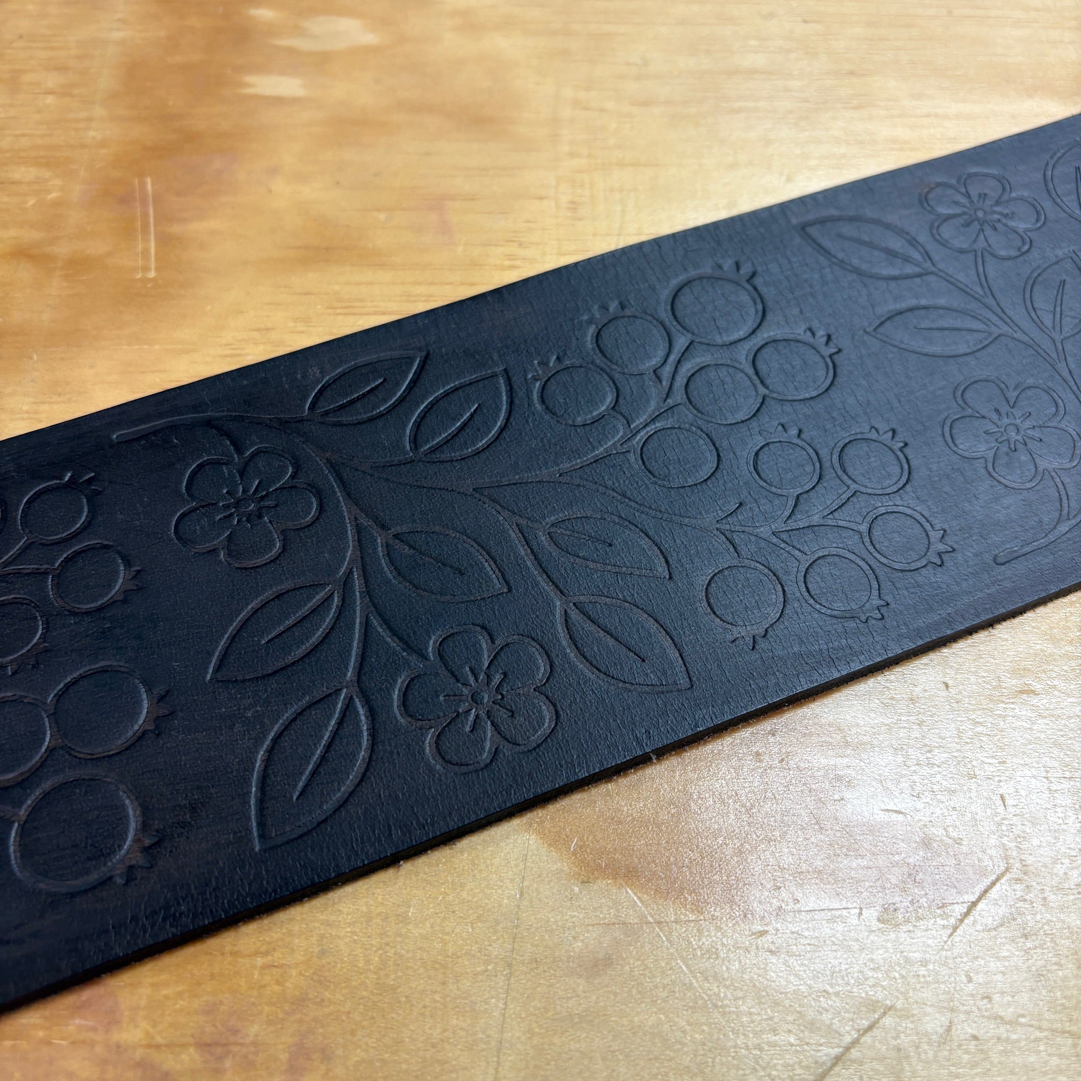 Handmade 44 in Brown Forest Berries Buffalo Belt