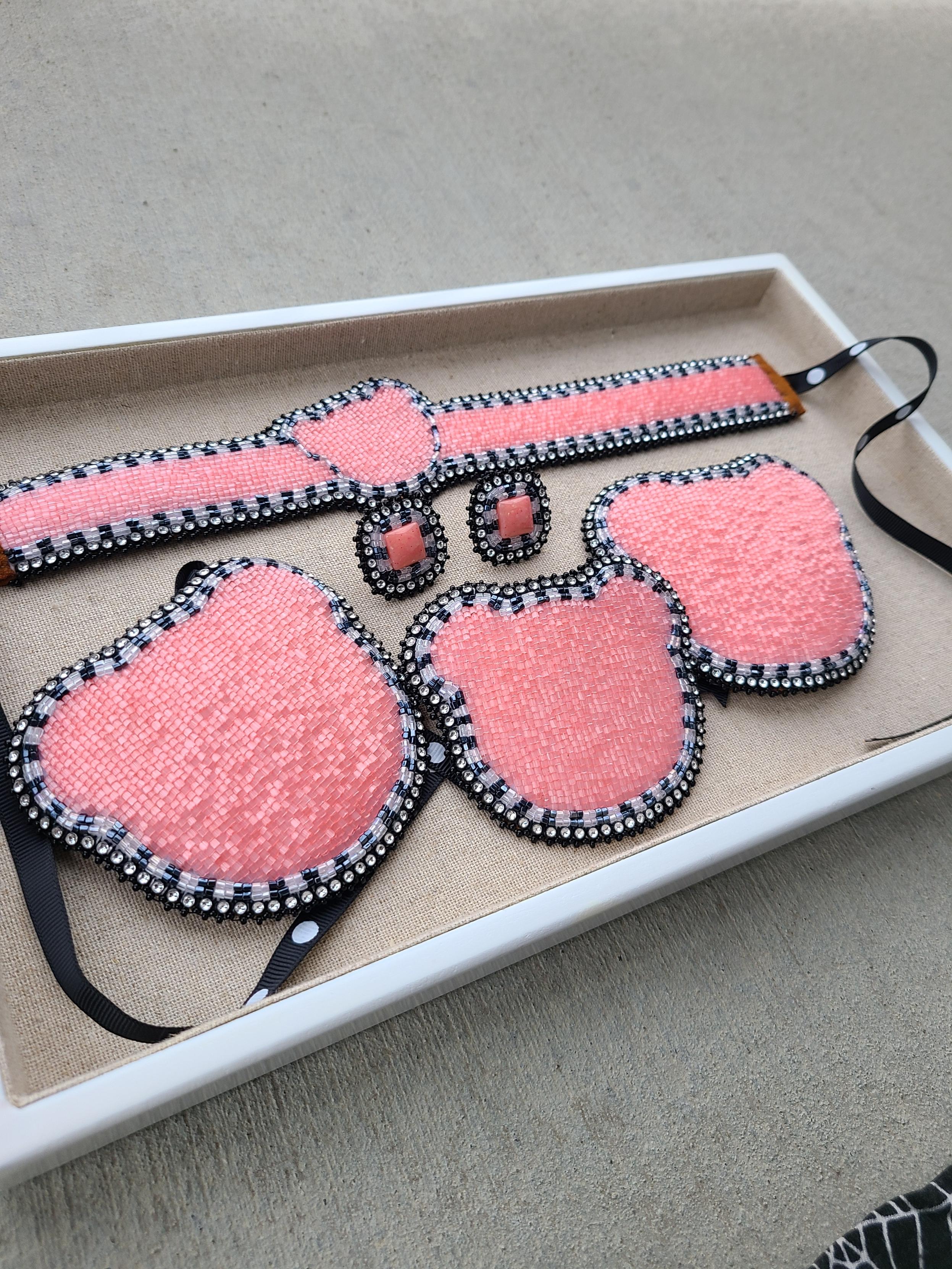 Kida Luttrell Pink Bear Tiny Tot Powwow Beadwork