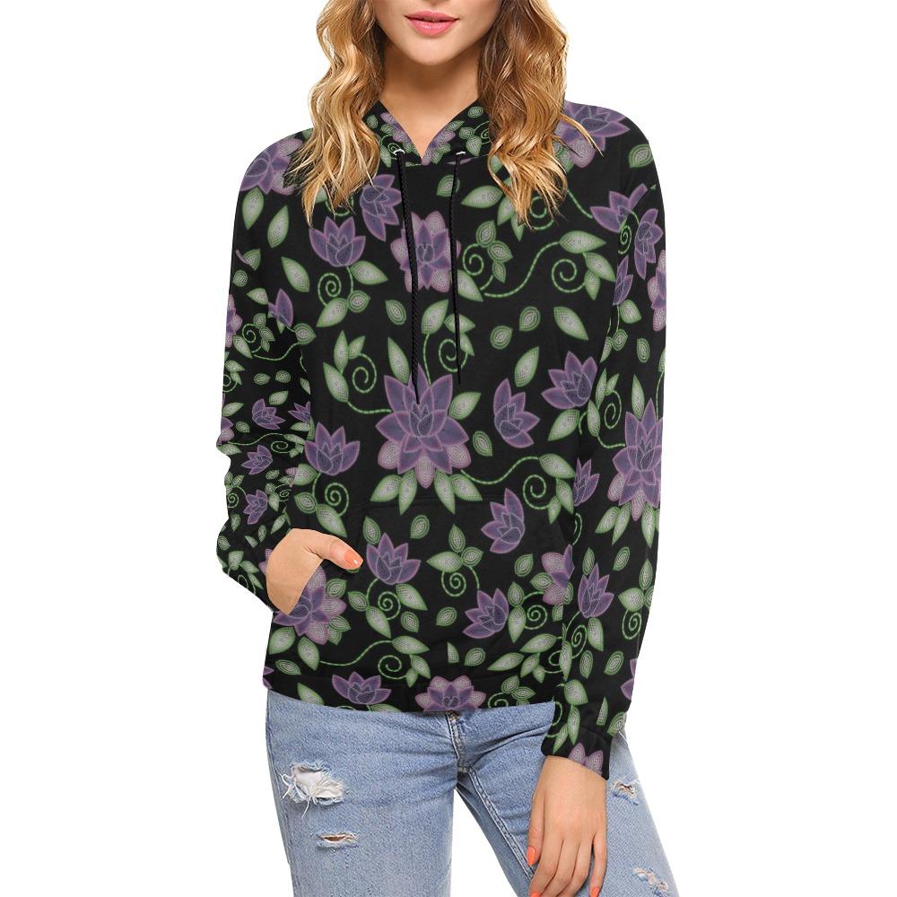 Purple Beaded Rose All Over Print Hoodie for Women (USA Size) (Model H13) All Over Print Hoodie for Women (H13) e-joyer