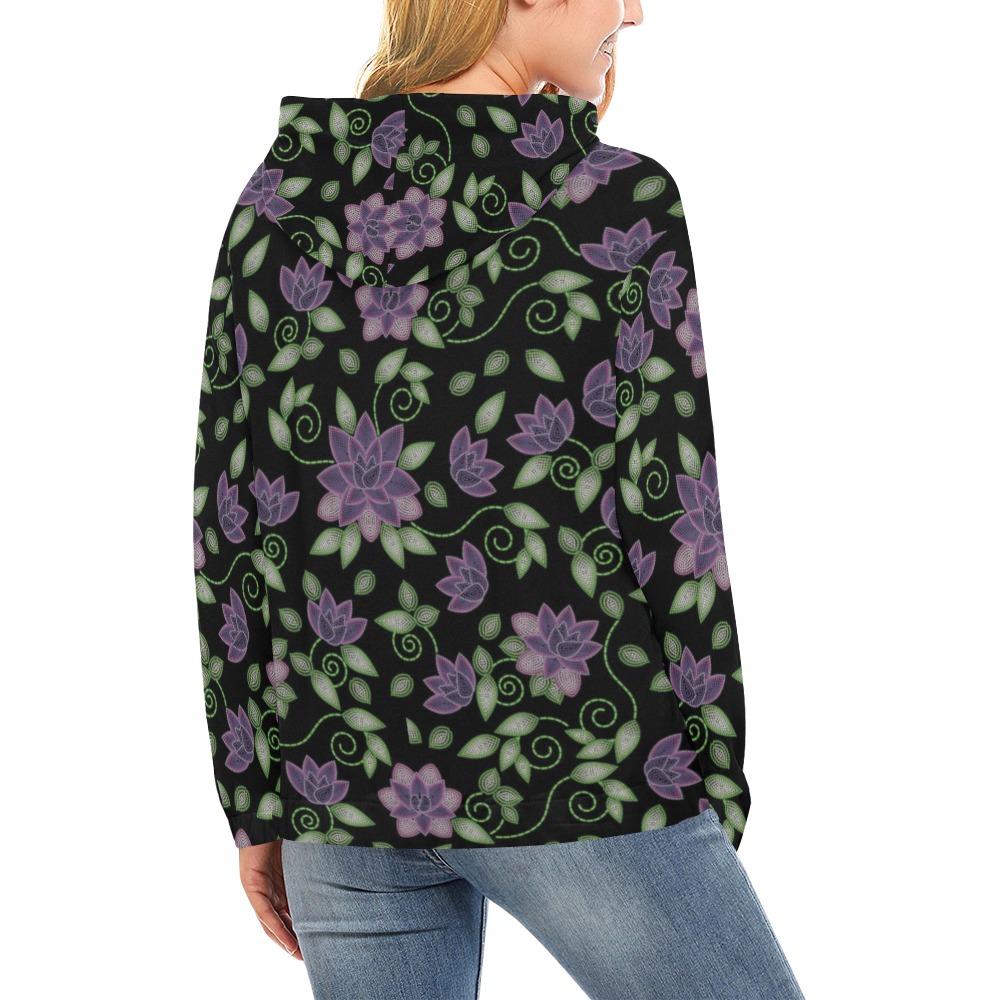 Purple Beaded Rose All Over Print Hoodie for Women (USA Size) (Model H13) All Over Print Hoodie for Women (H13) e-joyer