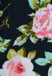 Bright Flowers Black Cotton Fabric