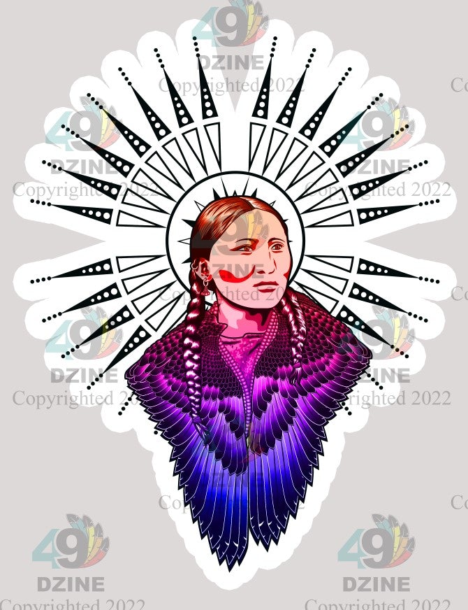 11-inch Indigenous Winged Halo Purple Transfer