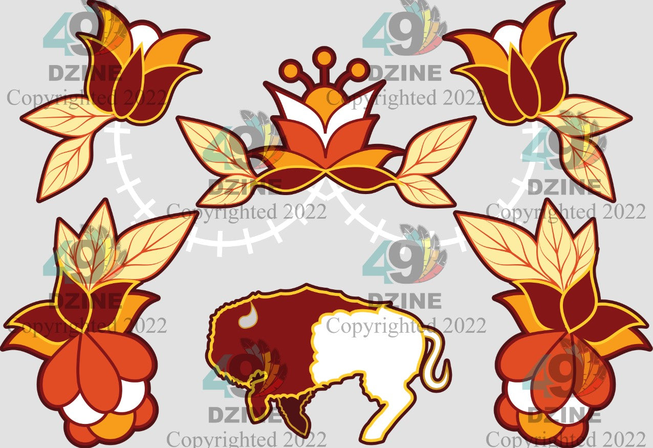 11-inch Red Yellow Buffalo Stitches Transfer