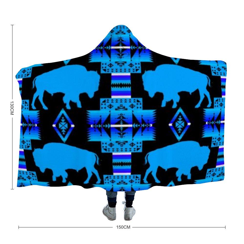 Midnight Buffalo Cloak Hooded Blanket 49 Dzine Youth Size - 51"x60"