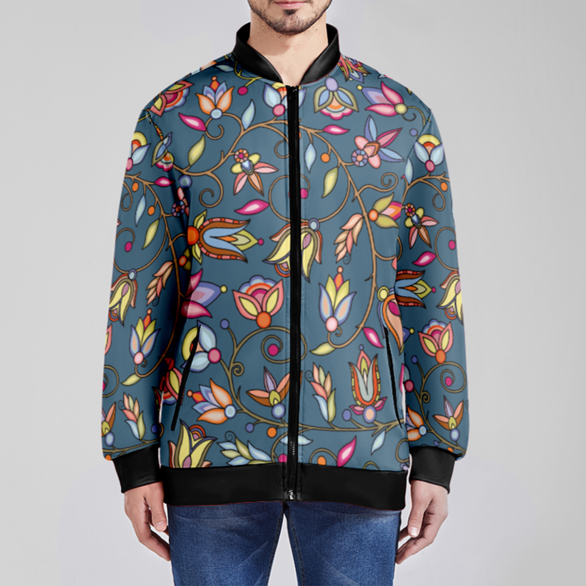 Buffalo Bloom Rainstorm Zippered Collared Lightweight Jacket