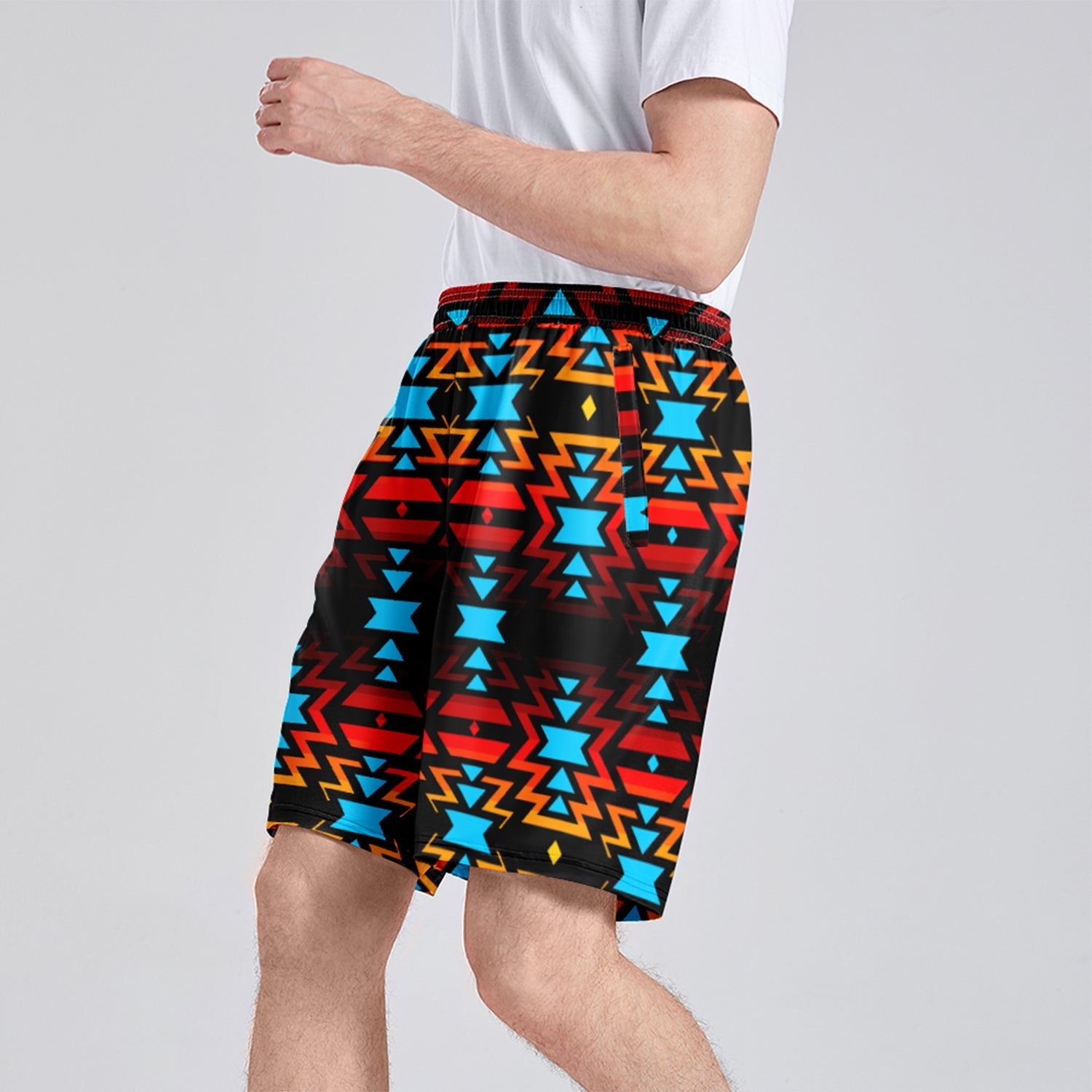 Black Fire and Sky Athletic Shorts with Pockets