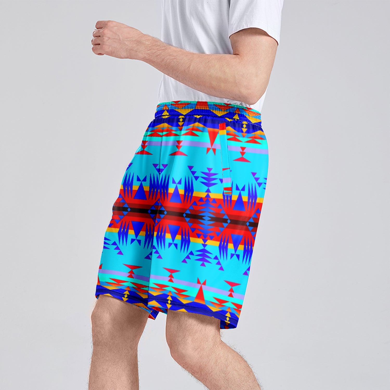 Between the Mountains Blue Athletic Shorts with Pockets