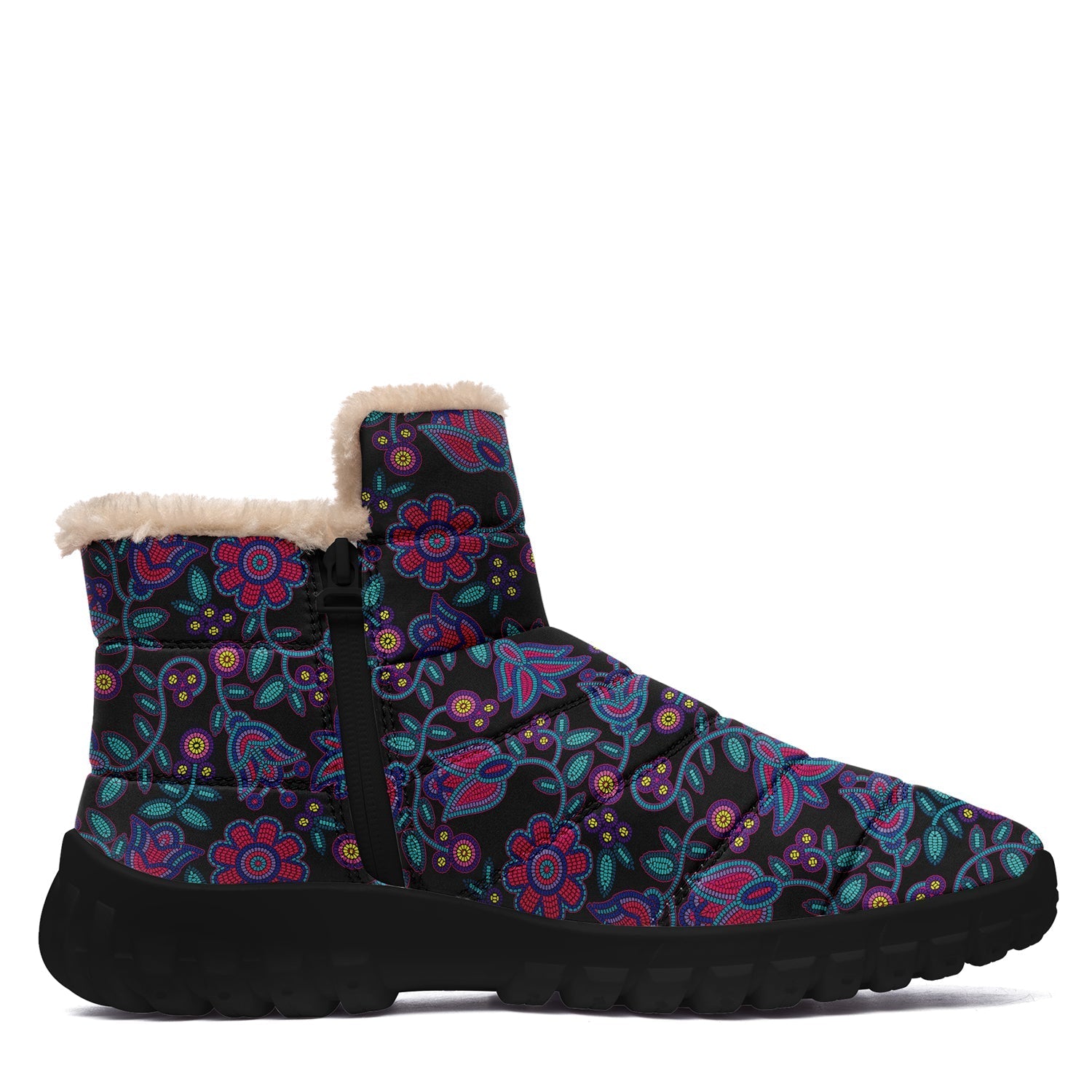 Winter Legacy Beaded Nouveau Coal Zipper Winter Boot with Fur Lining