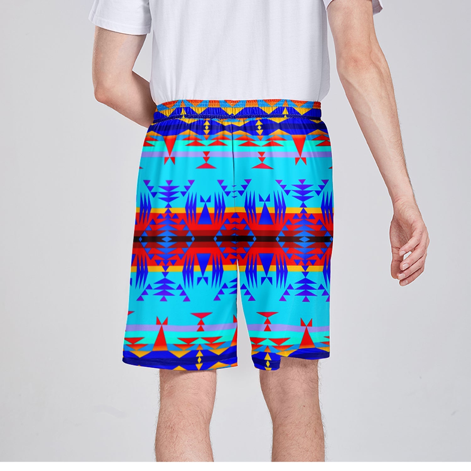 Between the Mountains Blue Athletic Shorts with Pockets