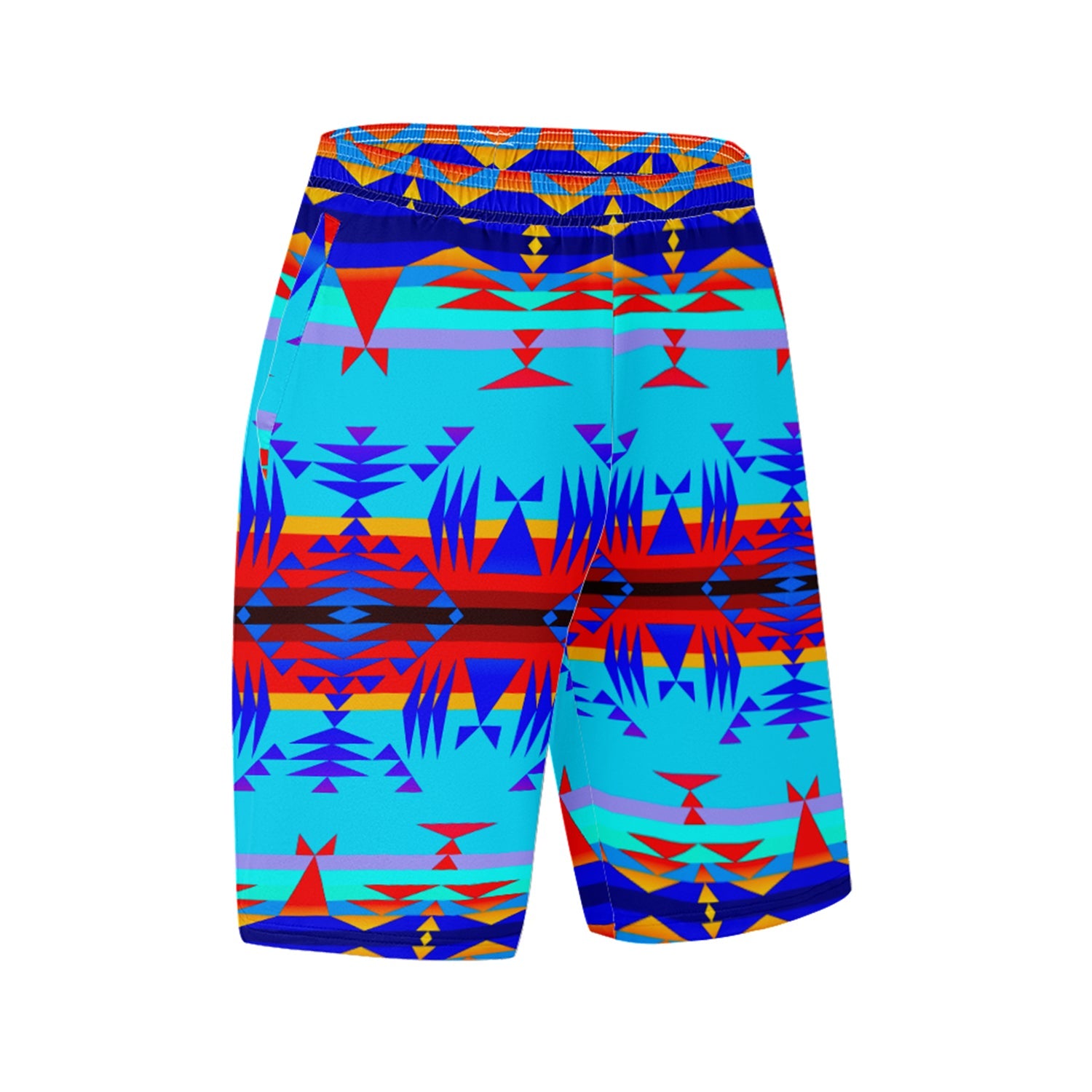 Between the Mountains Blue Athletic Shorts with Pockets