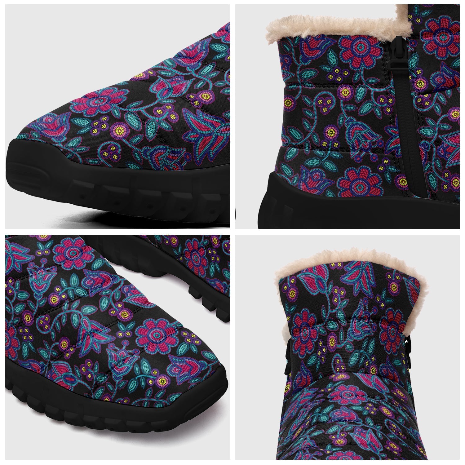 Winter Legacy Beaded Nouveau Coal Zipper Winter Boot with Fur Lining