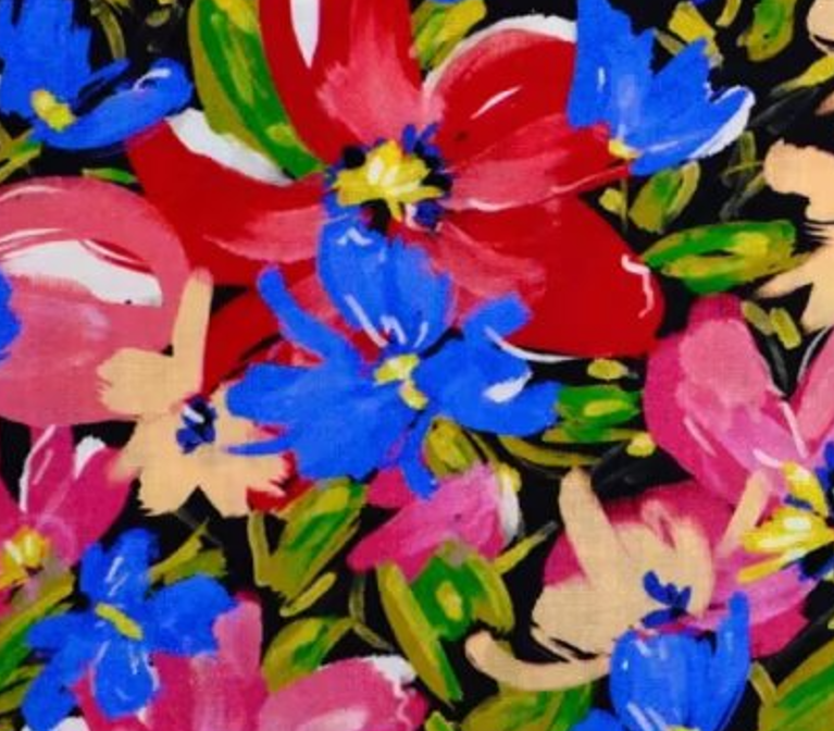 Painted Summer Flowers Cotton Fabric