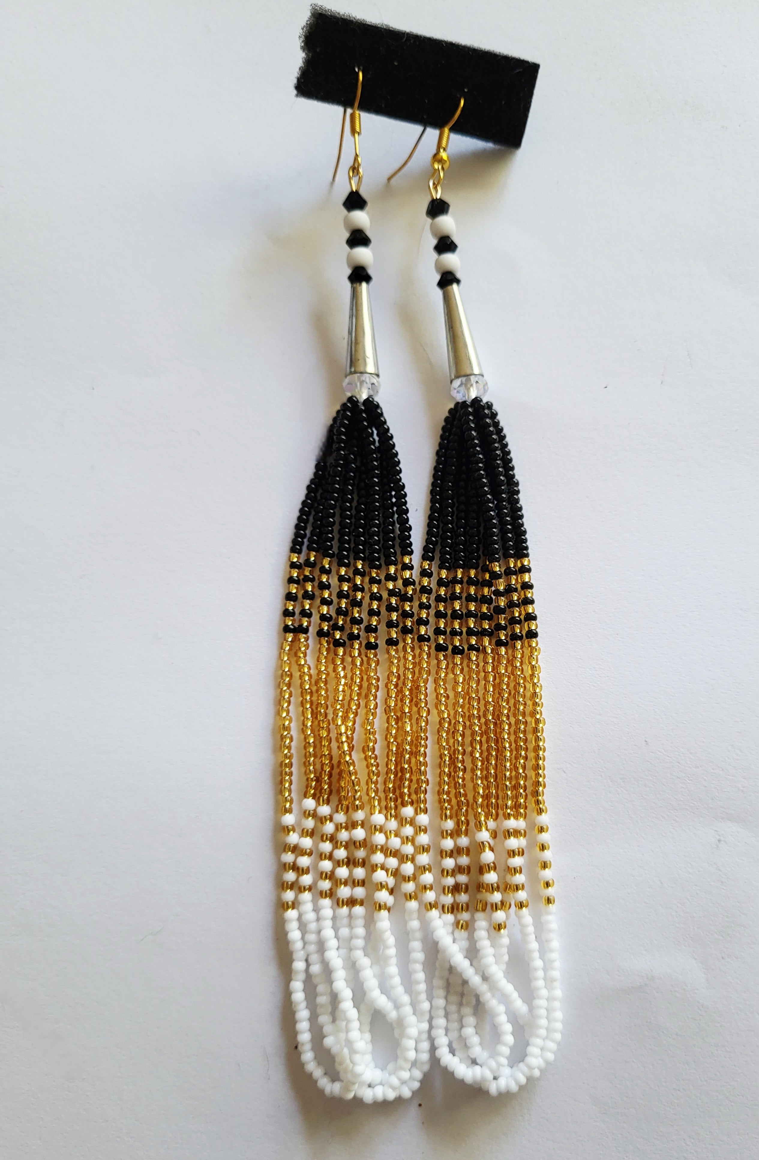 Danielle Redgun Black and Gold Fringe Earrings