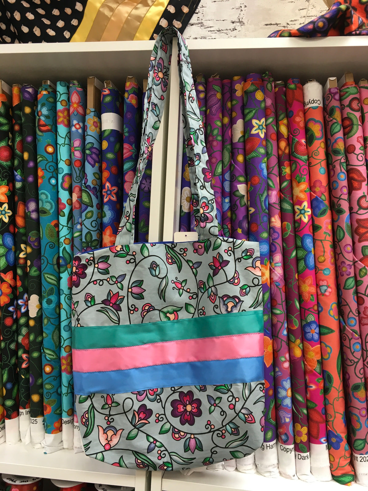 Amber Evening Garland Turquoise Ribbon Tote Bag