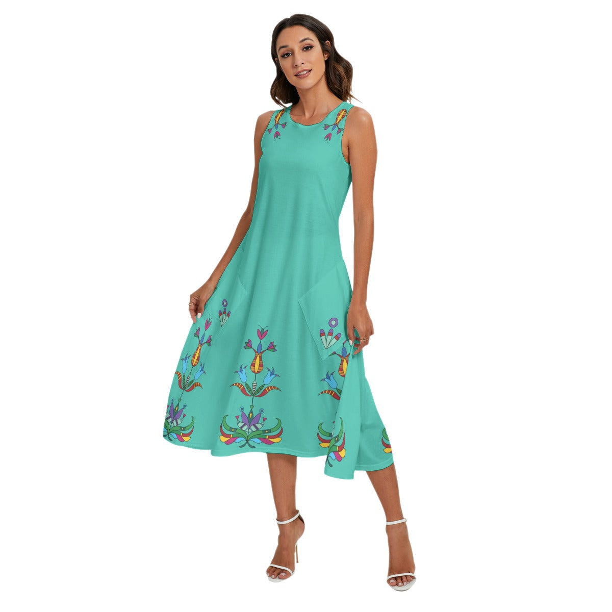 Upper River Metis Turquoise Sleeveless Dress with Pockets