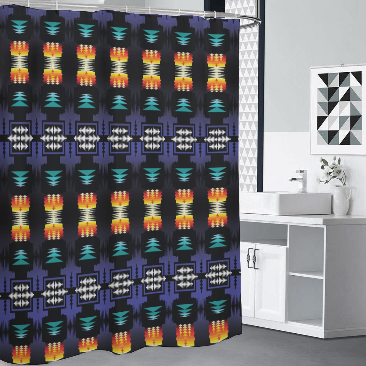 Midnight Sage Fire Shower Curtain (59 inch x 71 inch)