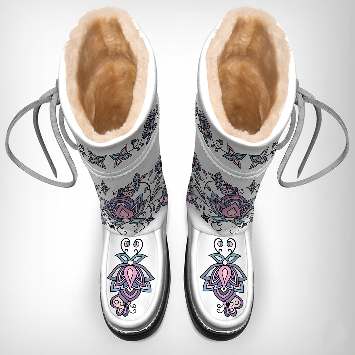 Snow Petal Spirit Real Leather MocLux Tall