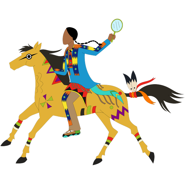 Blackfoot Man with Mirror on Horse 2inch by 2inch Vinyl Sticker