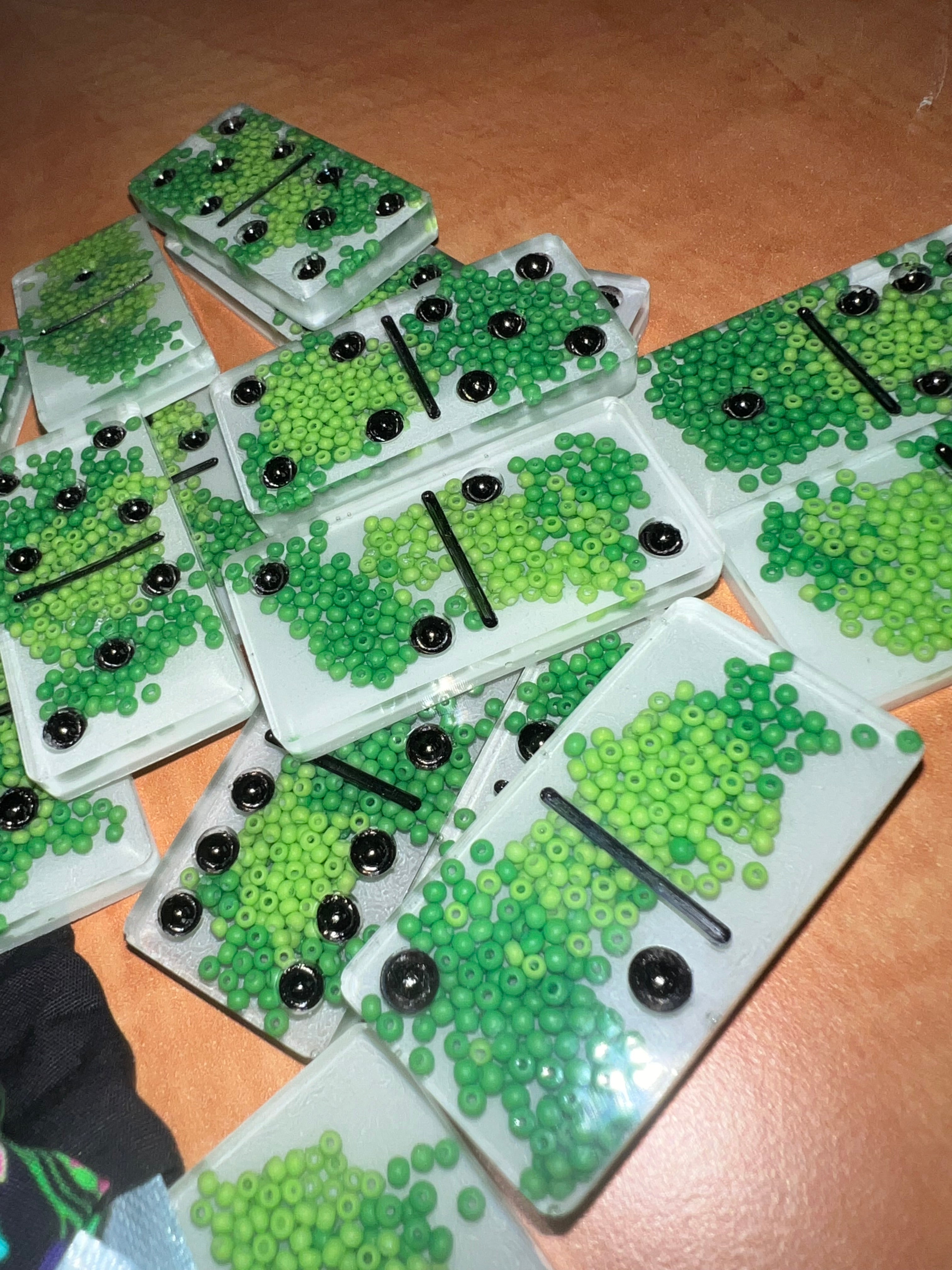 Green Domino Set with Fabric Bag - Double 6's