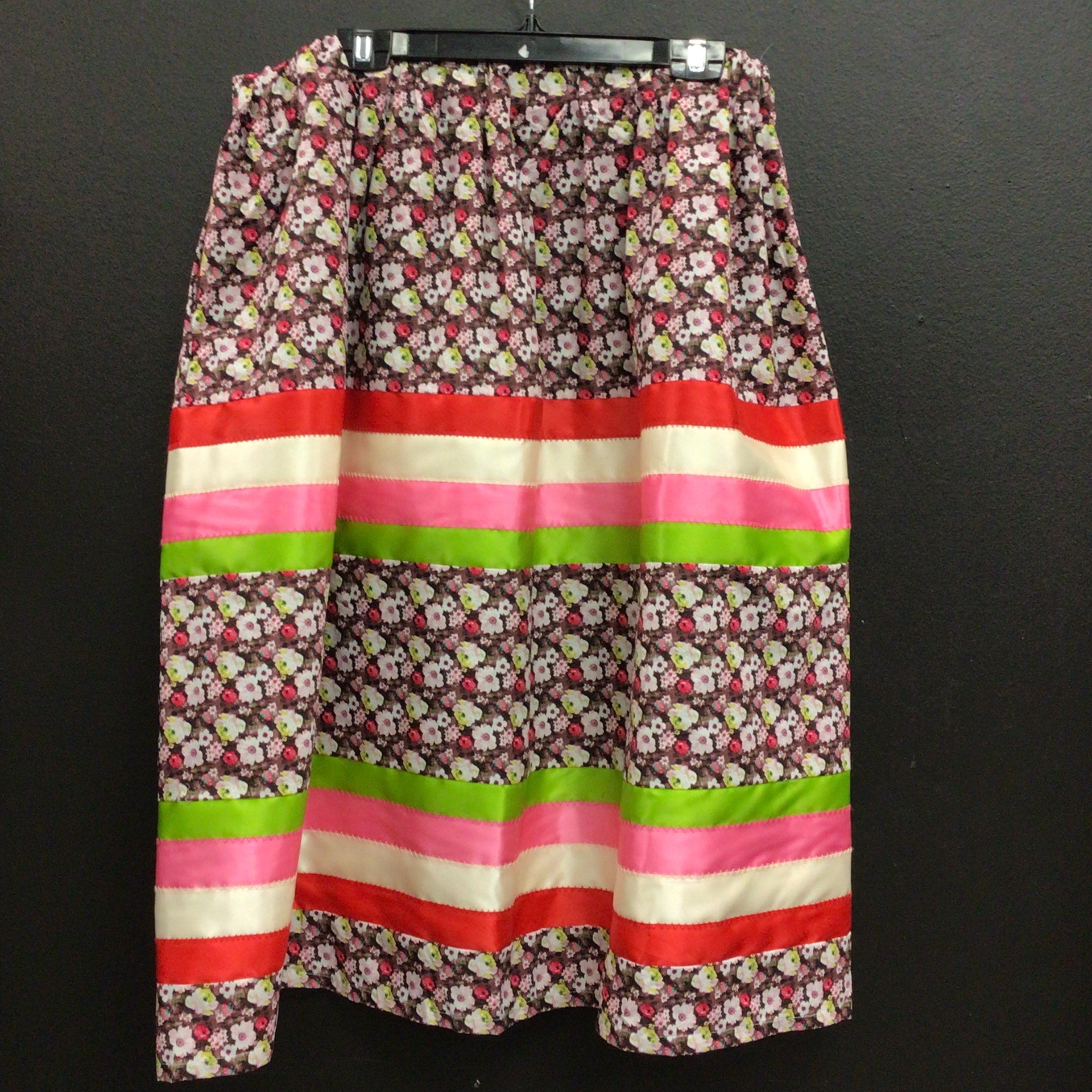 Pink and Yellow Flowers, Sienna Background ribbon skirt