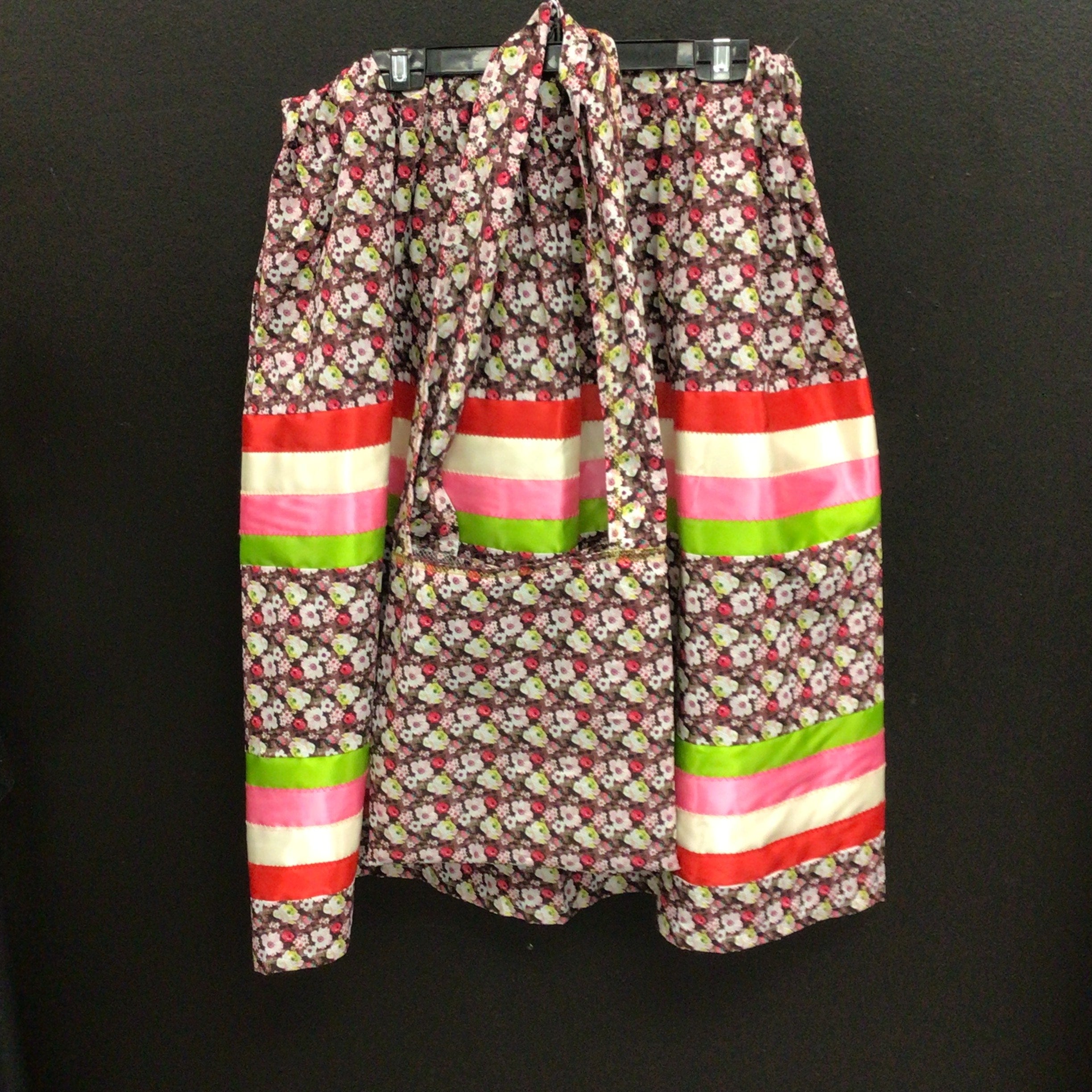 Pink and Yellow Flowers, Sienna Background ribbon skirt