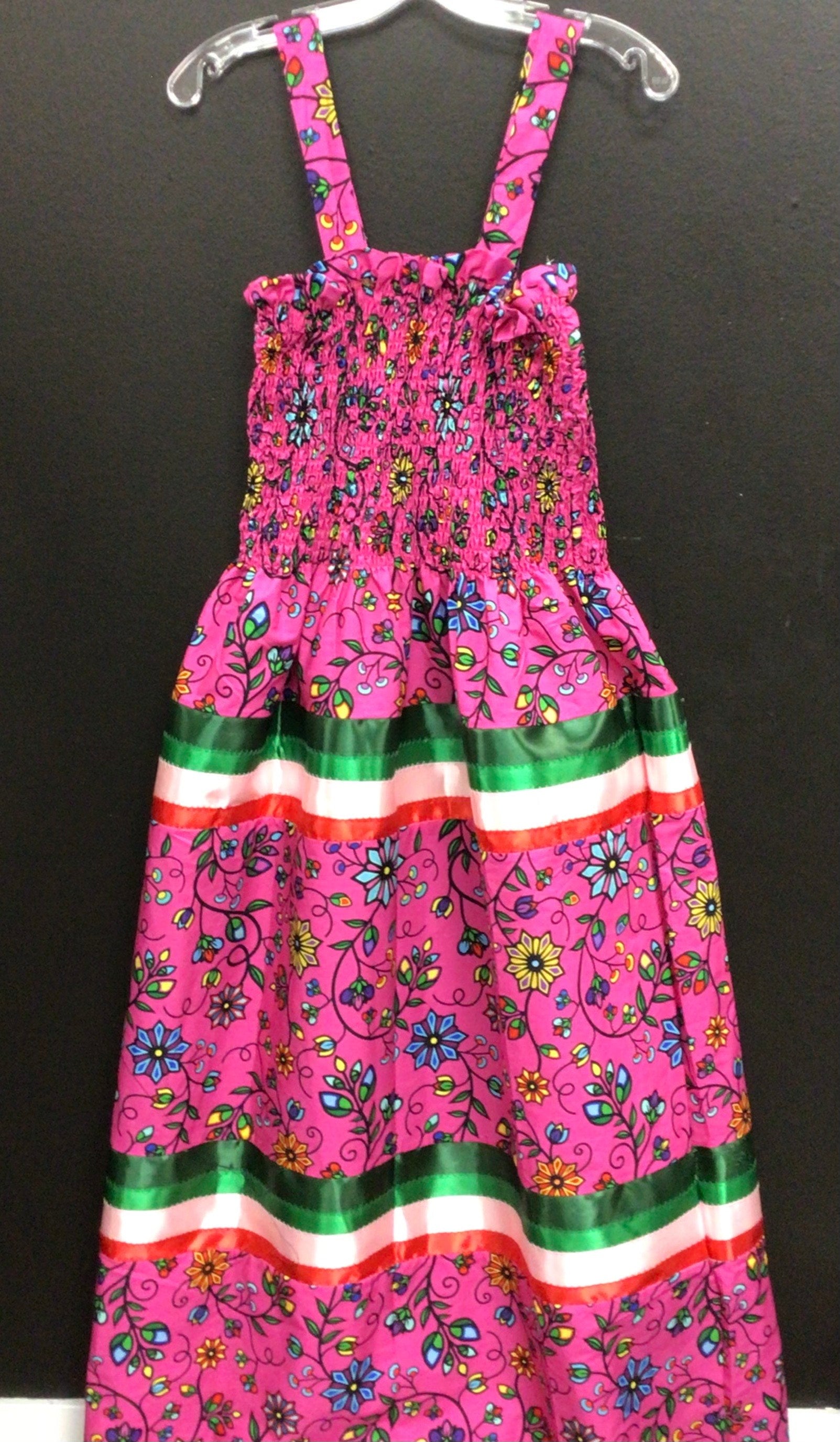 Prairie Paintbrush PinK and Green ribbon dress