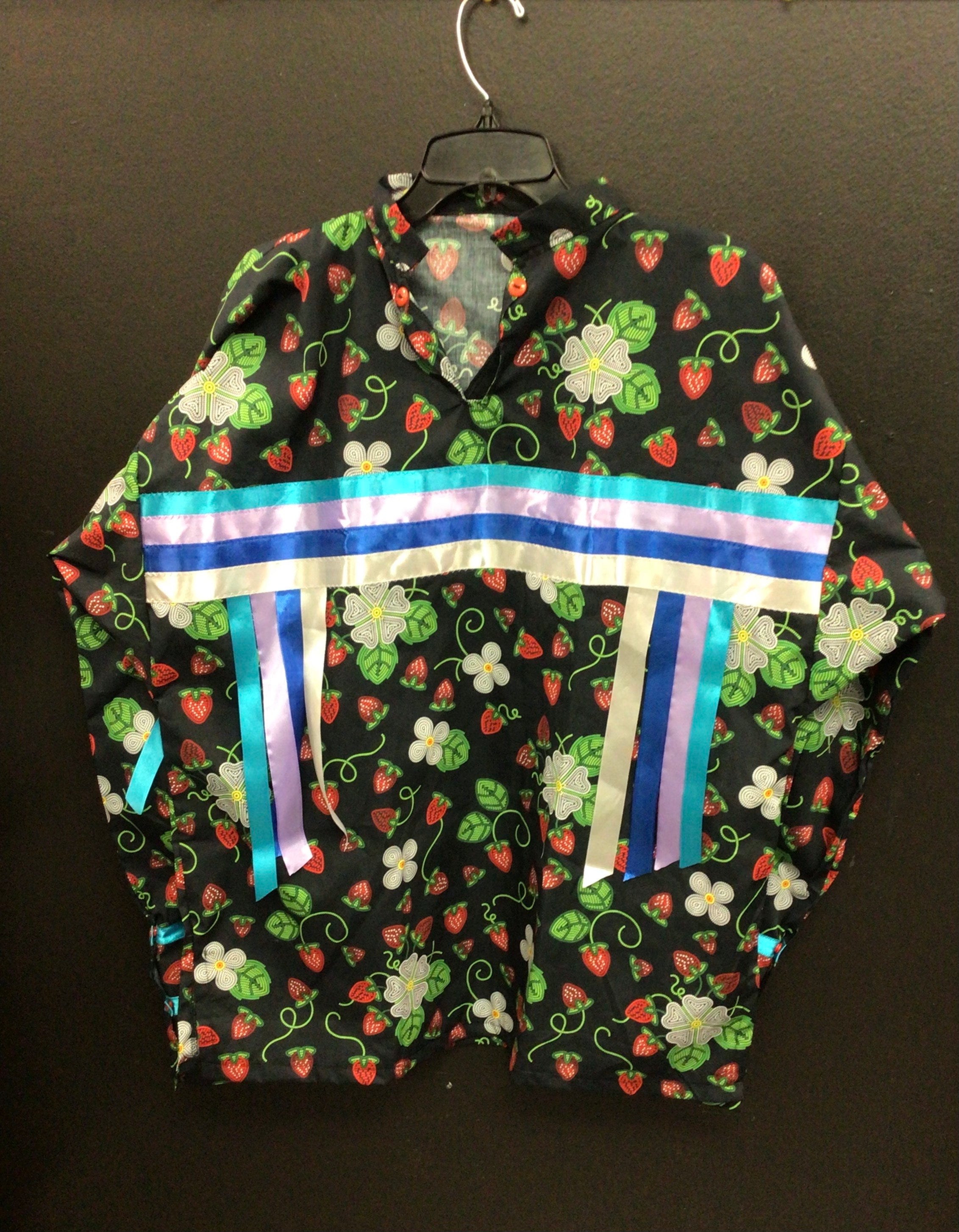 Strawberry Black Cotton Ribbon Shirt