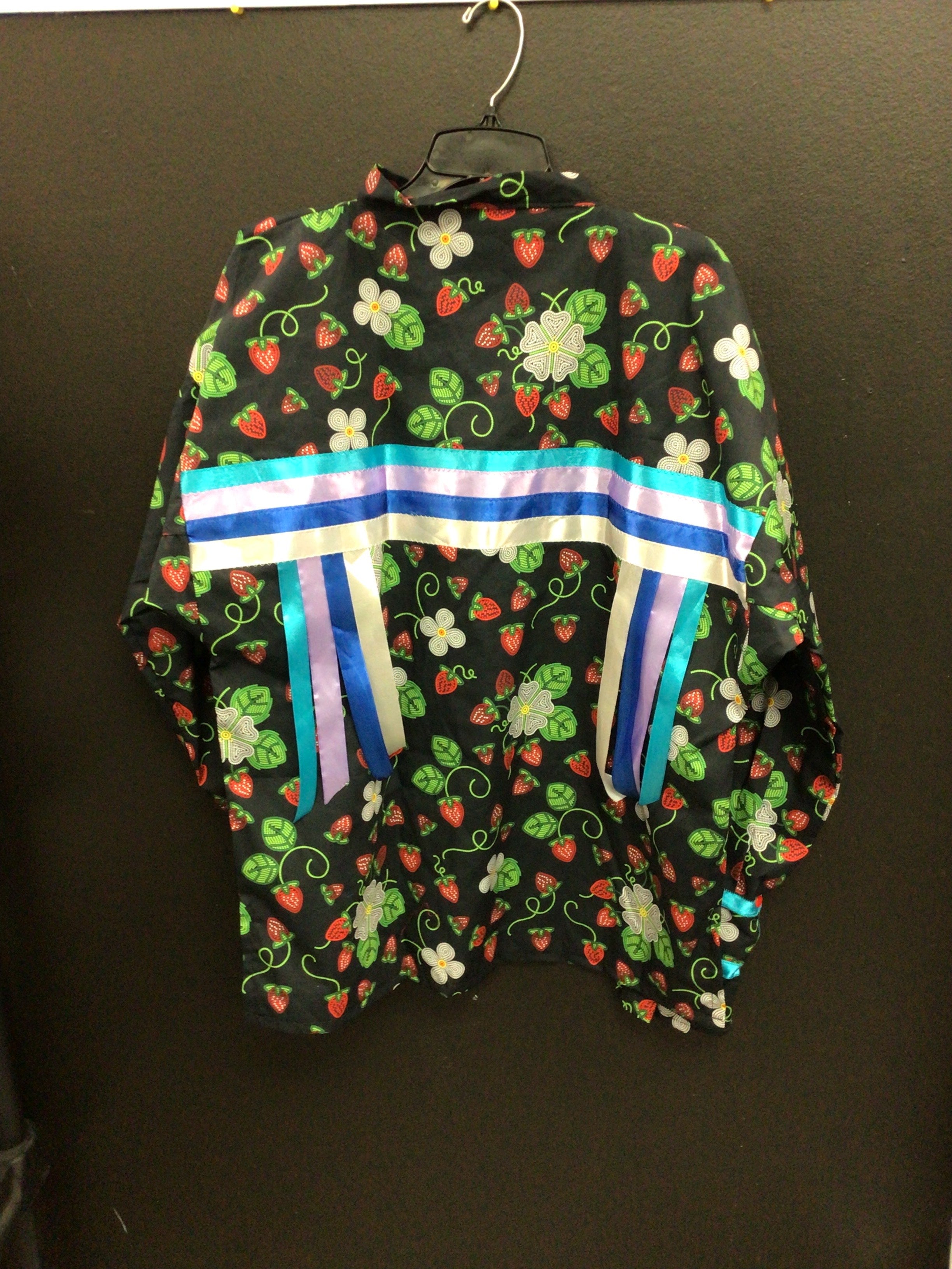 Strawberry Black Cotton Ribbon Shirt
