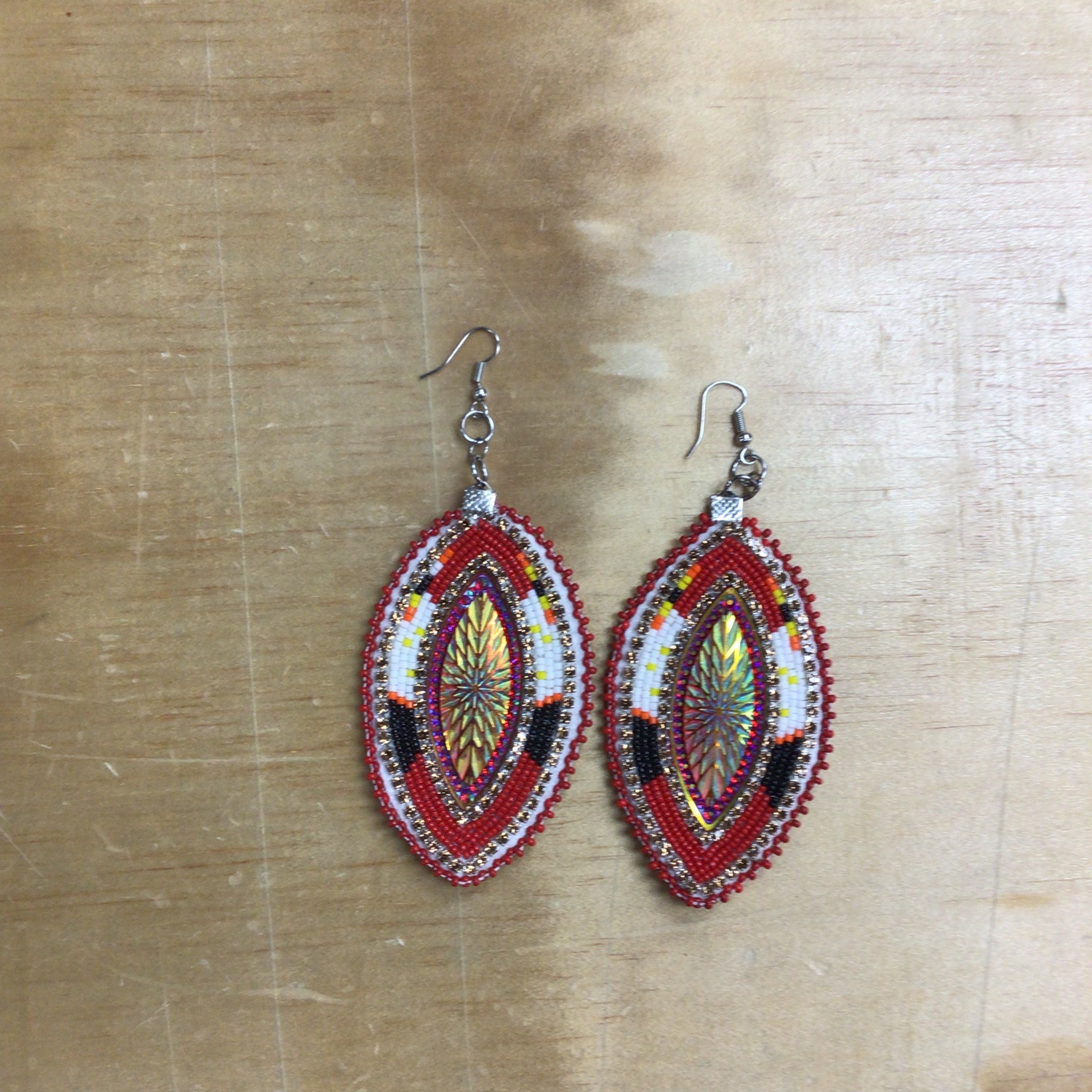 Anastasia Poucette Feathered Beaded Medicine color Earrings