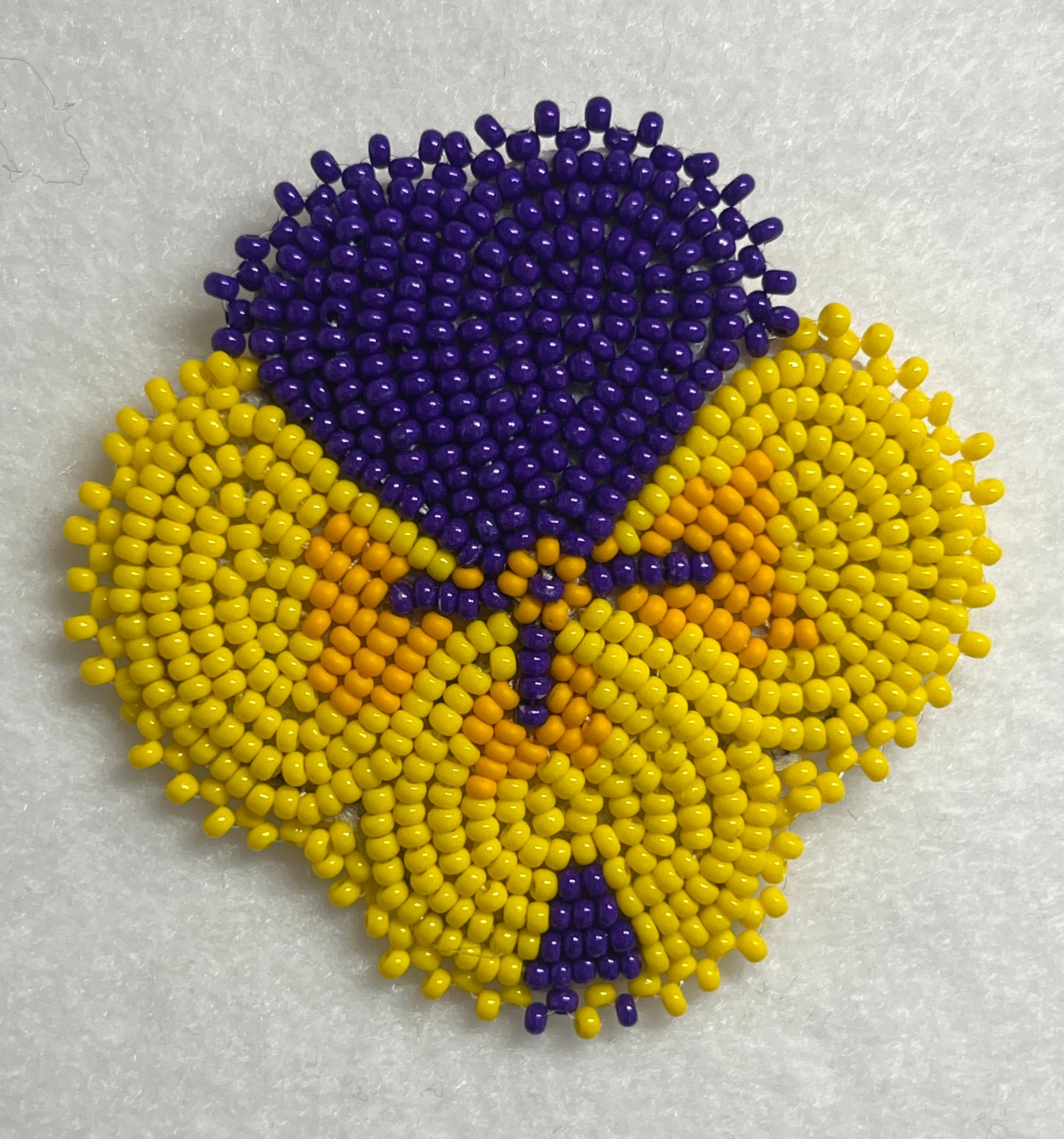 Brandon Swain Novlesky Viola Flower Pin (Yellow and Purple)
