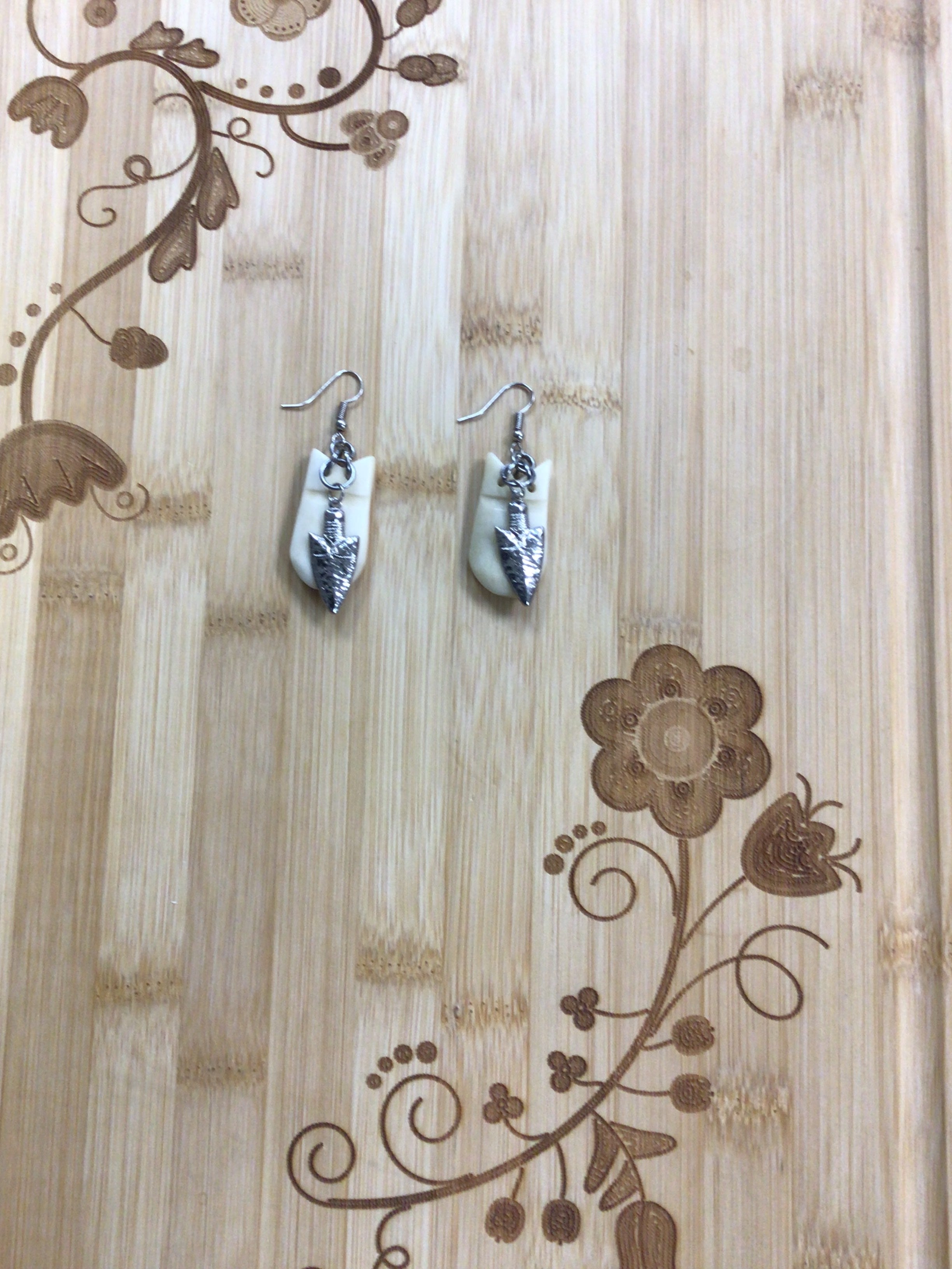 Mikey Runningbird Elk Teeth Earrings